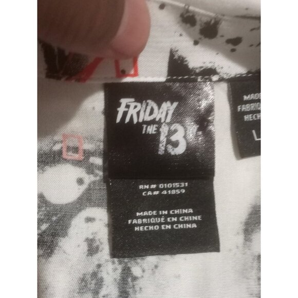New Friday the 13th Mens Jason Voorhees AOP Button Down Shirt Large L - Picture 9 of 13